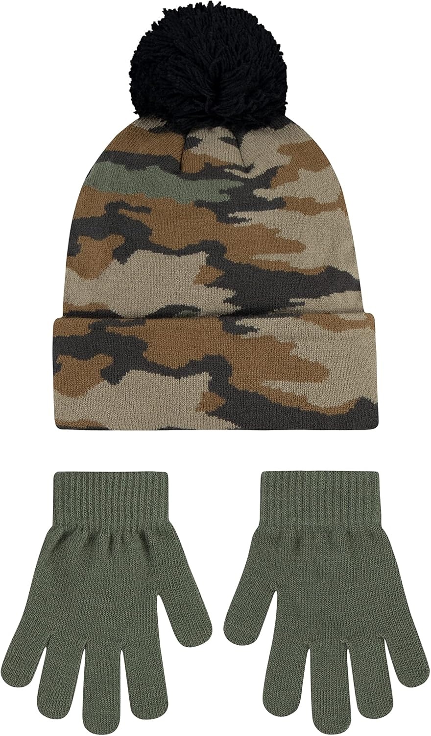 Hurley Kids’ Beanie and Glove Set(Green Camo)