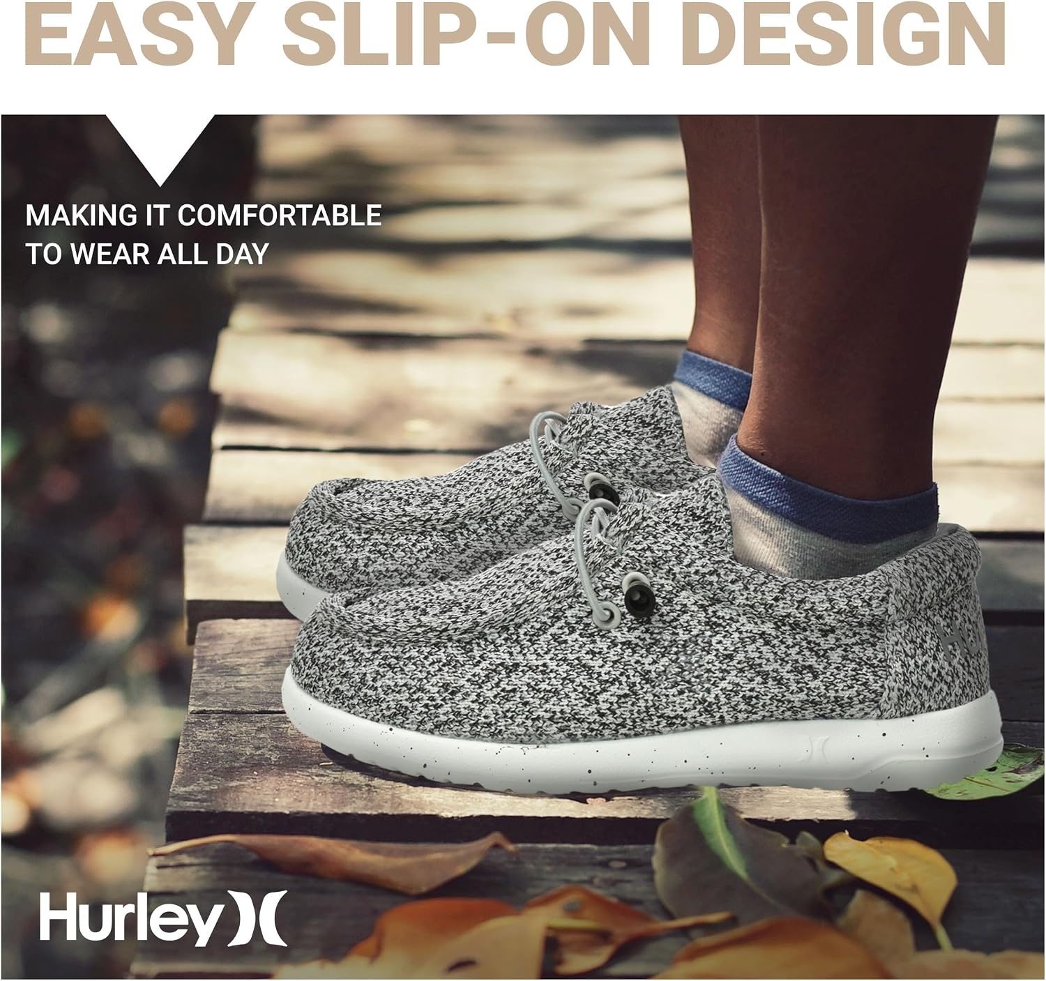 Hurley Kids Elastic Lace Loafers, Canvas Shoes for Boys & Girls – Comfortable, Durable, Stylish – Kid’s Fashion Sneakers, Wide Toe Shoes for Everyday Wear(Grey Black Multi)