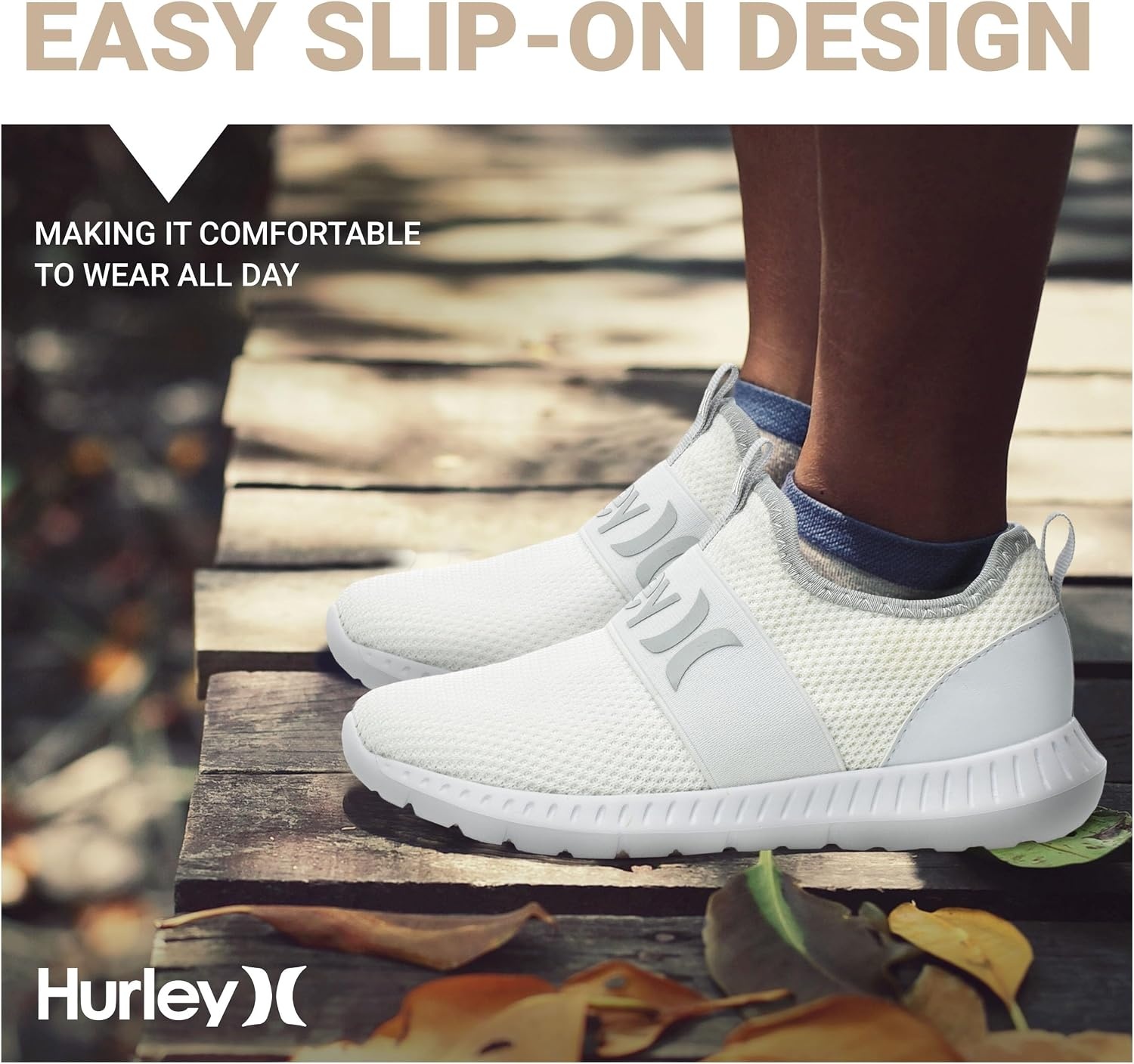 Hurley Kids Camby Lightweight Slip-on Sneakers, Walking, Basketball, Tennis, Running Shoes for Kids, Breathable Slip On Sports Shoes for Boys & Girls, with Padded Insole & Non-Slip Rubber Outsole(White/Grey)