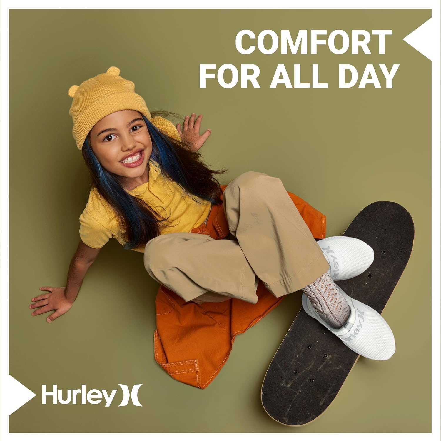 Hurley Kids Camby Lightweight Slip-on Sneakers, Walking, Basketball, Tennis, Running Shoes for Kids, Breathable Slip On Sports Shoes for Boys & Girls, with Padded Insole & Non-Slip Rubber Outsole(White/Grey)