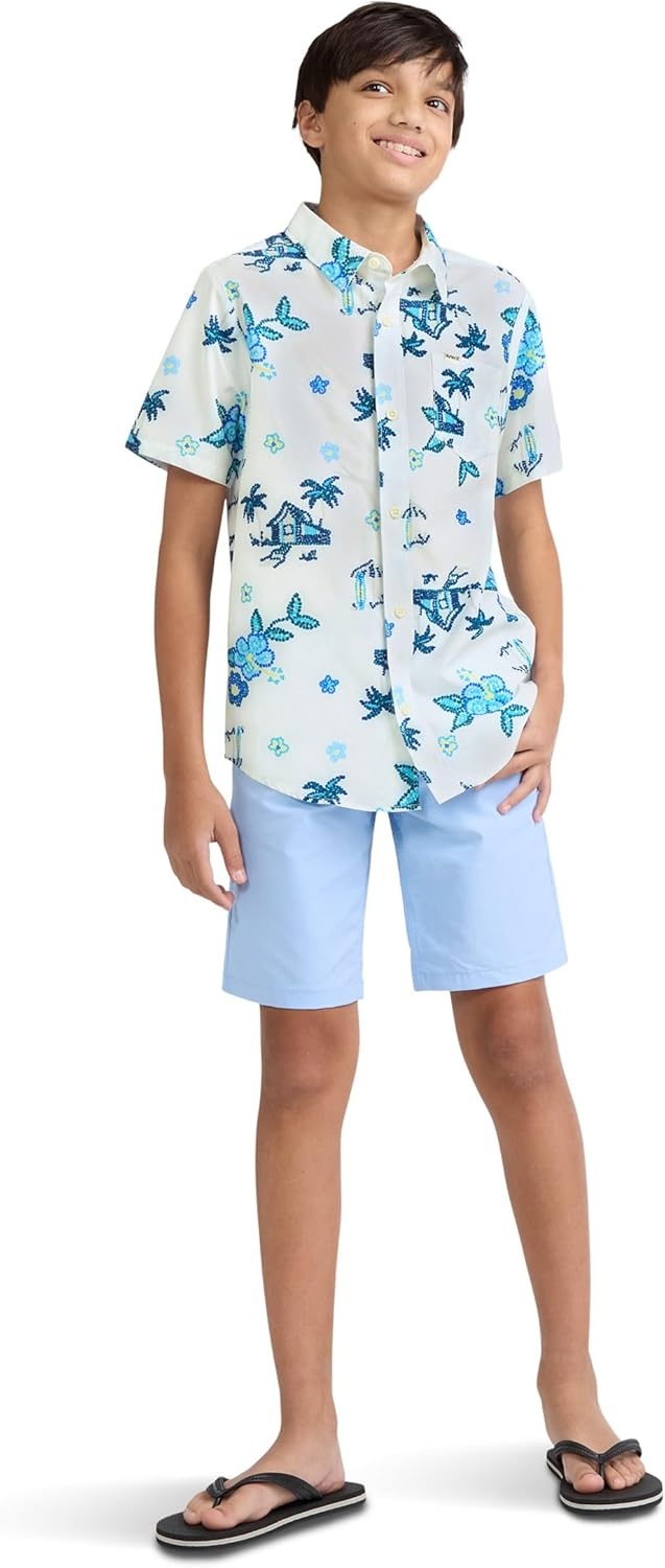 Hurley Boys’ Boys’ Woven Button Down Shirt(Barely Bone)