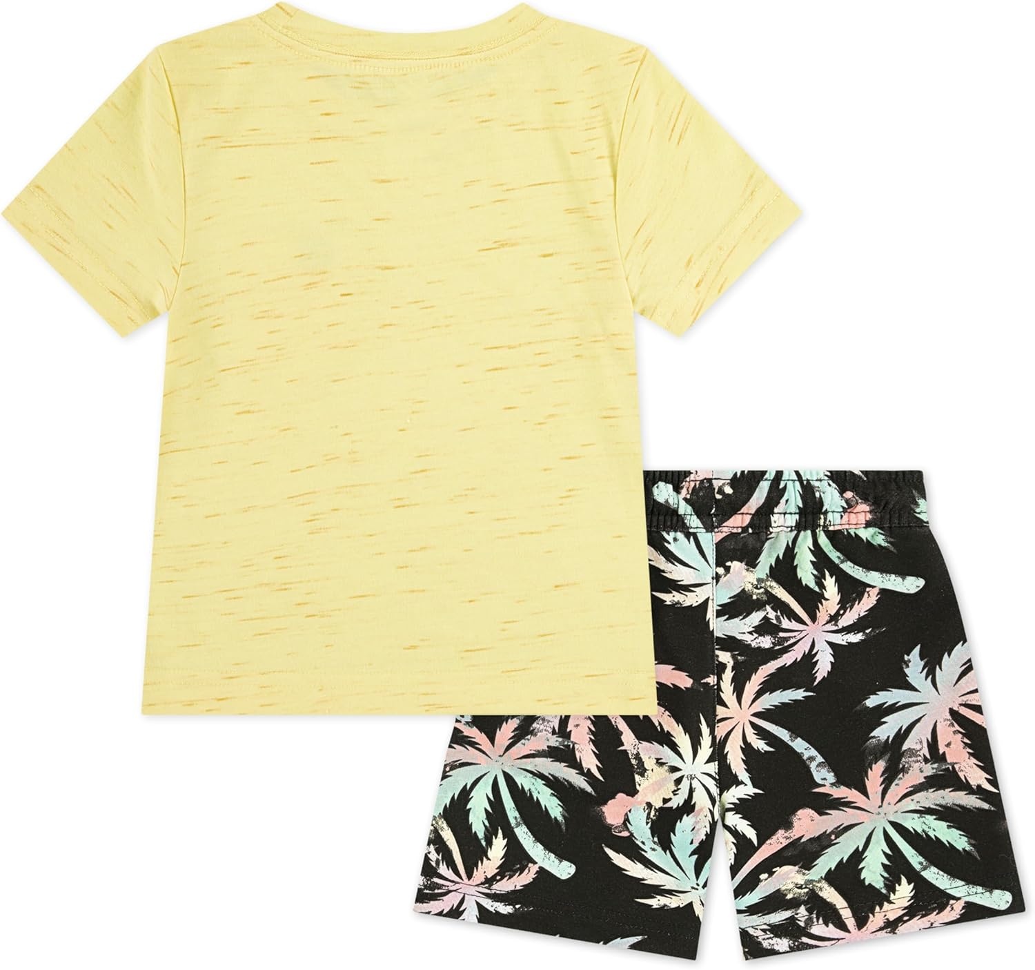 Hurley Baby and Toddler Boys’ Soft Basic Cloud Slub T-Shirt and Shorts 2-Piece Outfit Set(Yellow/Multi Palms)