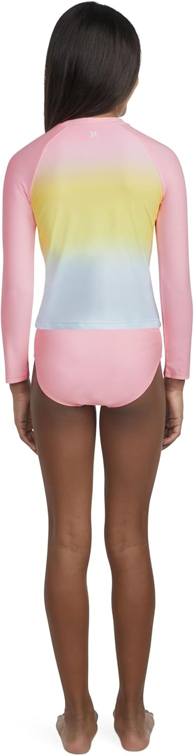 Hurley Girls Two-piece Rashguard Set (Big Kid)(Pink Flamingo)