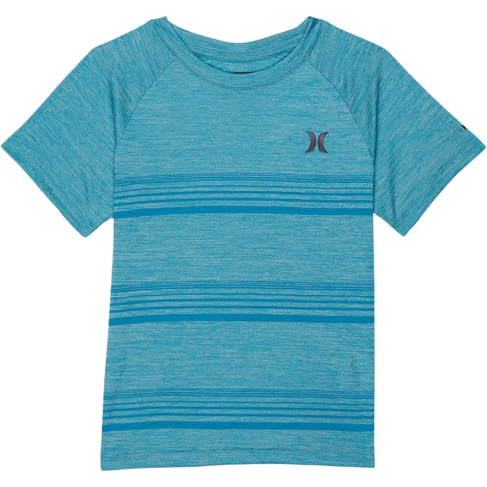 Hurley Boy’s Icon UPF 50+ Rash Guard Swim Shirt(Blue Gaze/Stripe)