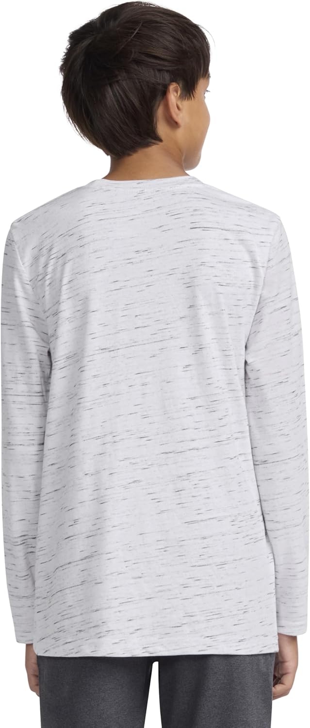 Hurley Boys’ Boys’ Long Sleeve Soft Cloud Slub T-Shirt(Black/White)