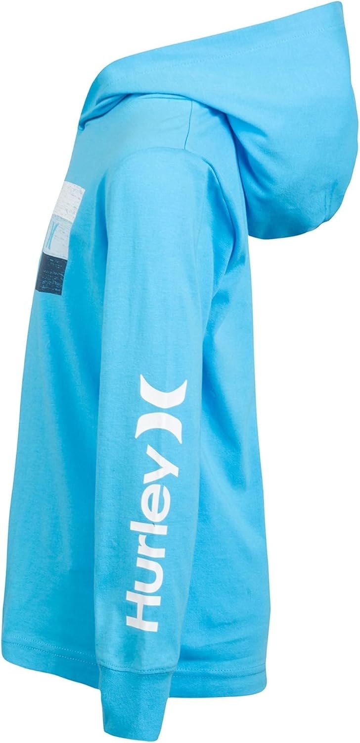 Hurley boys Long Sleeve Hooded Graphic T-shirt(Blue Lazer)