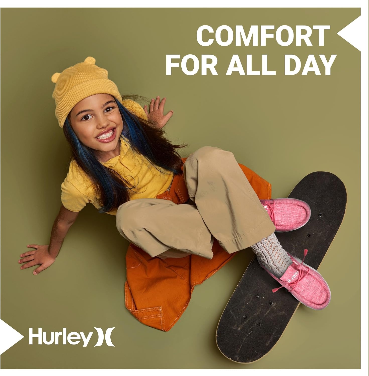 Hurley Kids Elastic Lace Loafers, Canvas Shoes for Boys & Girls – Comfortable, Durable, Stylish – Kid’s Fashion Sneakers, Wide Toe Shoes for Everyday Wear(Pink/Strips)