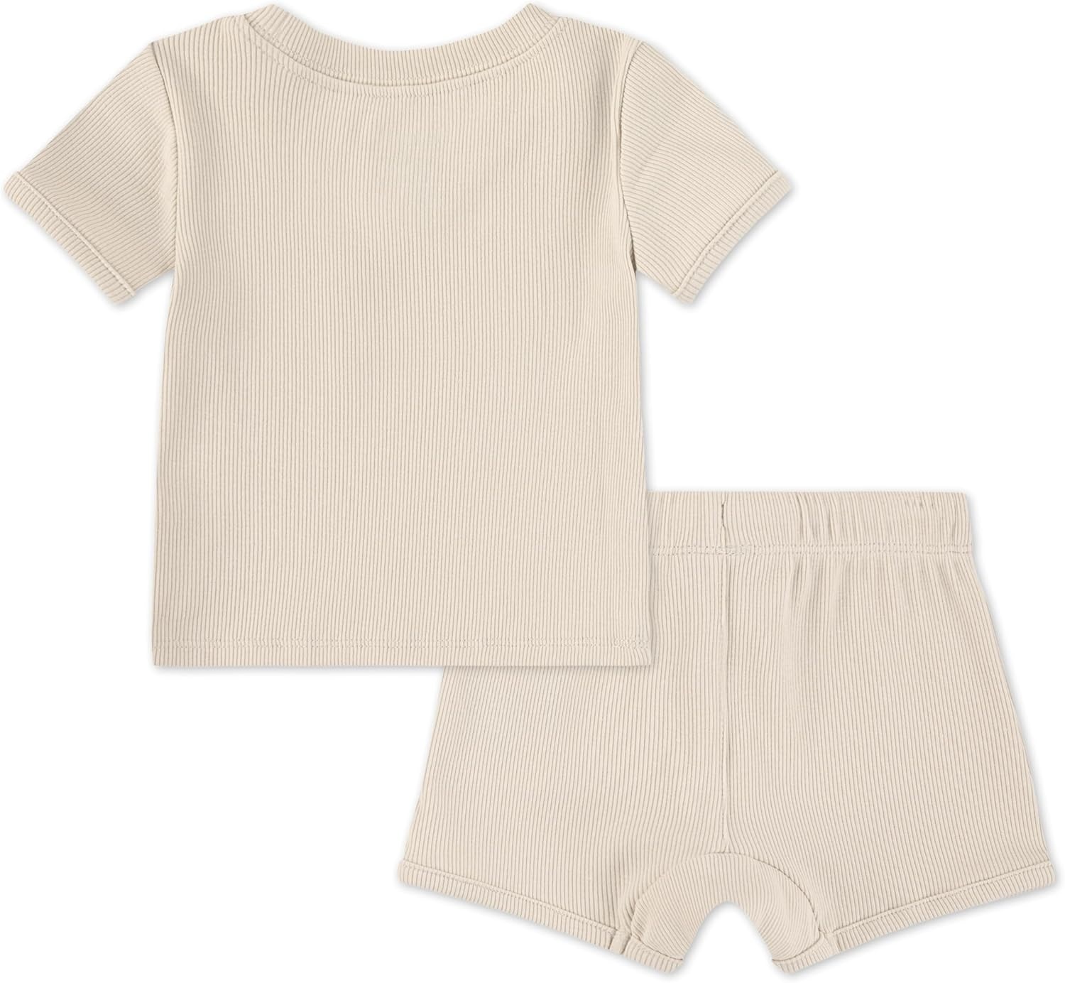 Hurley Baby Boys’ And Toddler Rib Knit T-shirt and Shorts 2-piece Outfit Set(Rattan)
