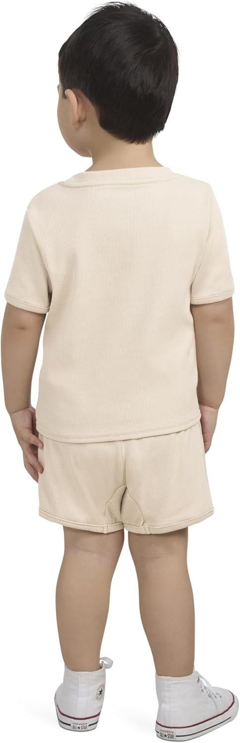 Hurley Baby Boys’ And Toddler Rib Knit T-shirt and Shorts 2-piece Outfit Set(Rattan)