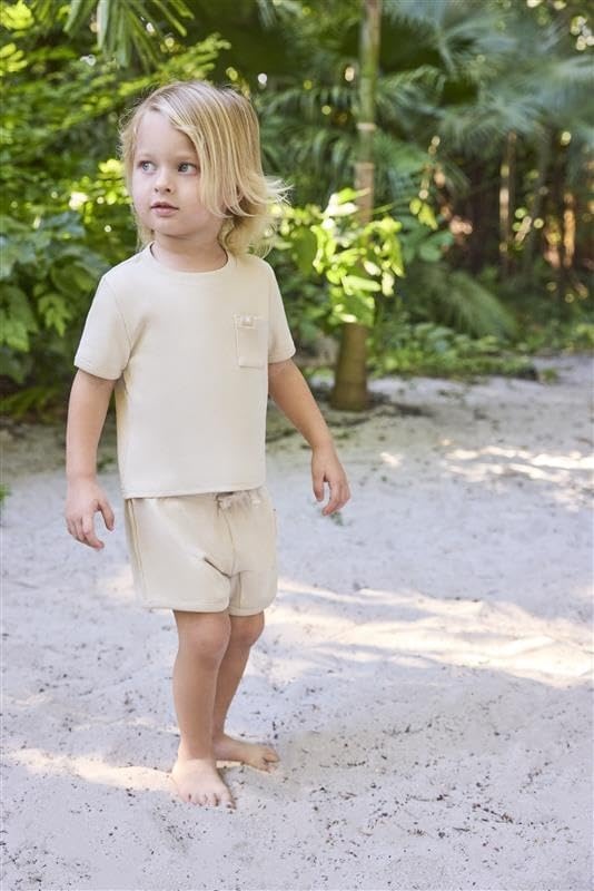 Hurley Baby Boys’ And Toddler Rib Knit T-shirt and Shorts 2-piece Outfit Set(Rattan)