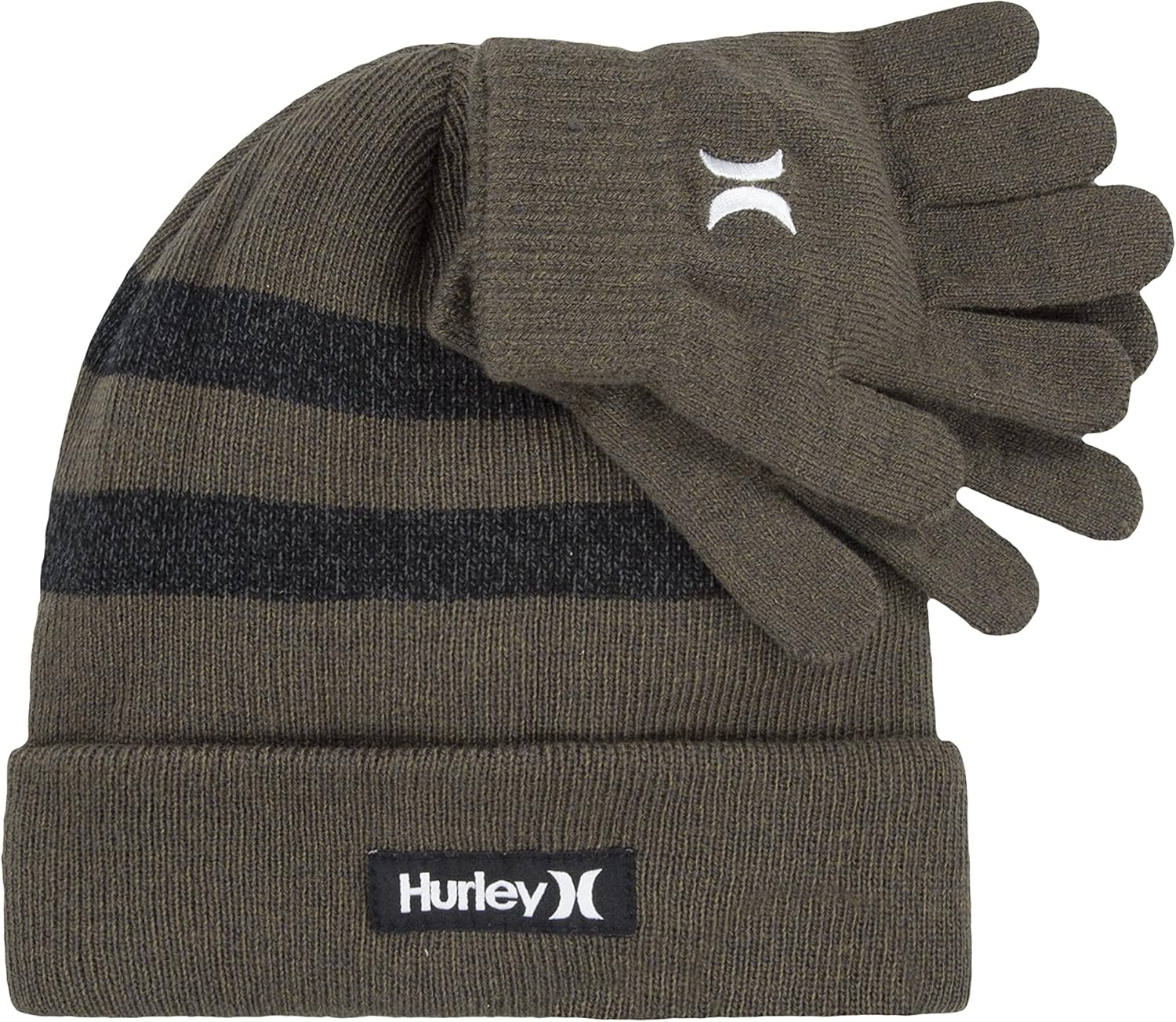 Hurley Kids’ Beanie and Glove Set(Olive)
