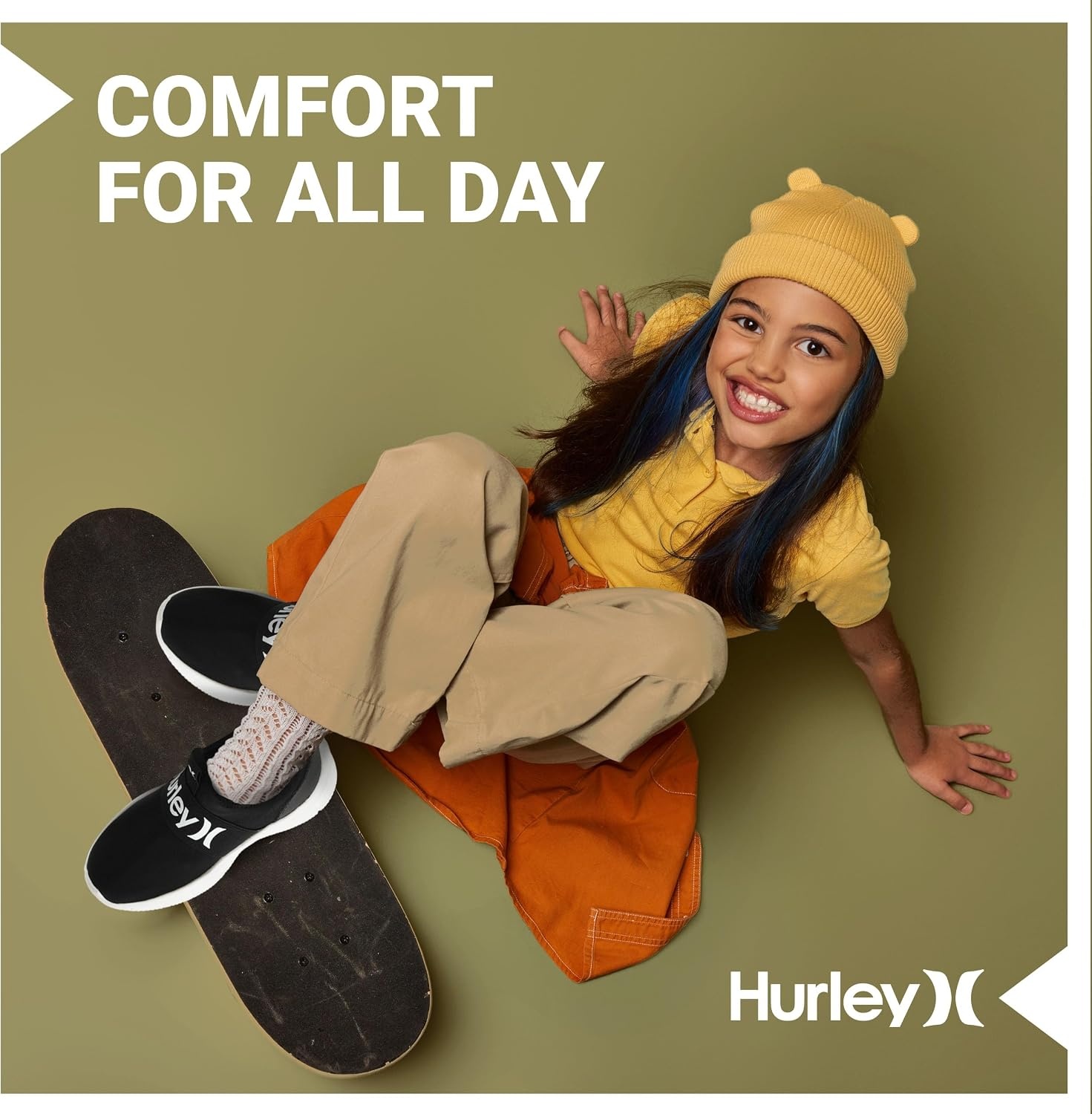 Hurley Kids Camby Lightweight Slip-on Sneakers, Walking, Basketball, Tennis, Running Shoes for Kids, Breathable Slip On Sports Shoes for Boys & Girls, with Padded Insole & Non-Slip Rubber Outsole(Black)