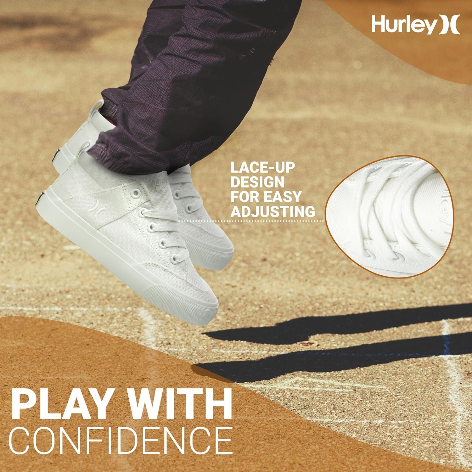 Hurley Roddy Kids High Top Skateboard Sneakers, Sports Shoes for Boys and Girls(White)