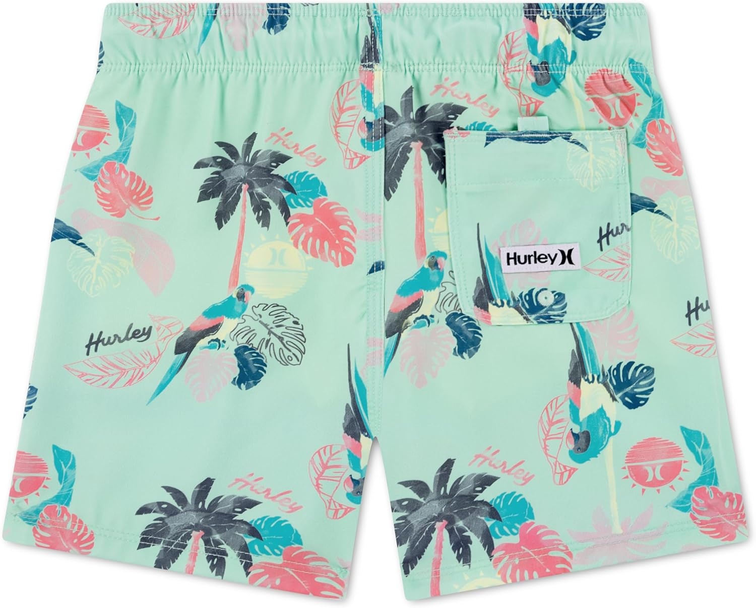 Hurley Boys’ Pull on Swim Trunks(Jelly Mint Parrot)