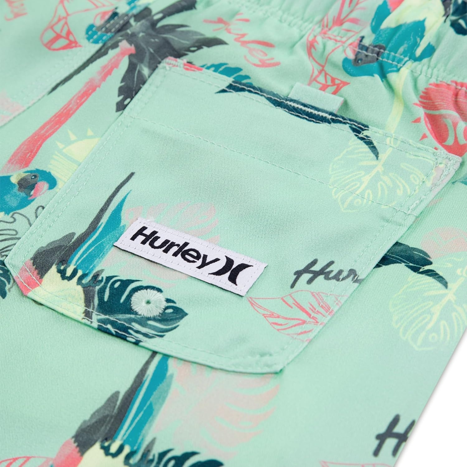 Hurley Boys’ Pull on Swim Trunks(Jelly Mint Parrot)