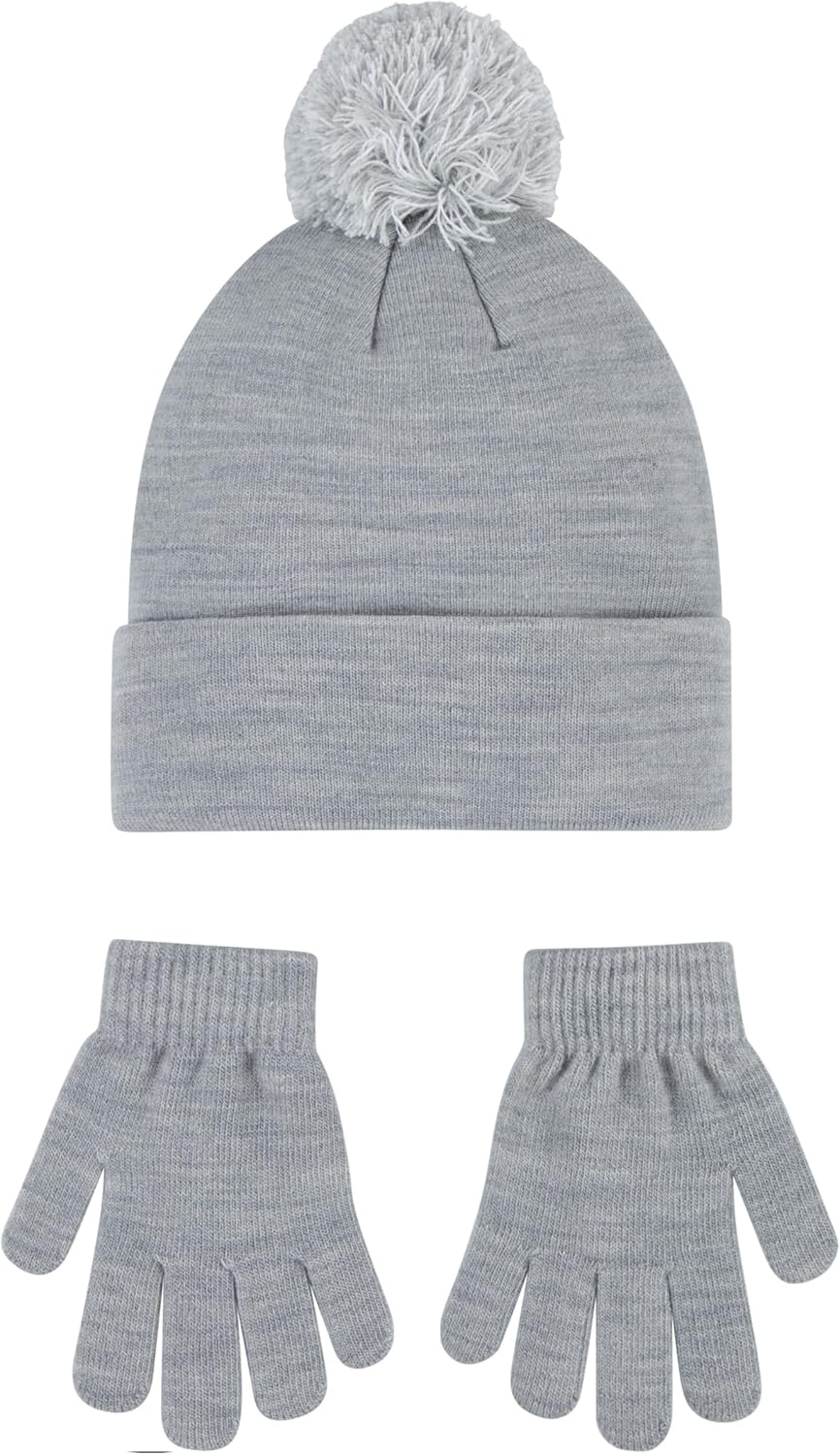 Hurley Kids’ Beanie and Glove Set(Grey Heather/White)