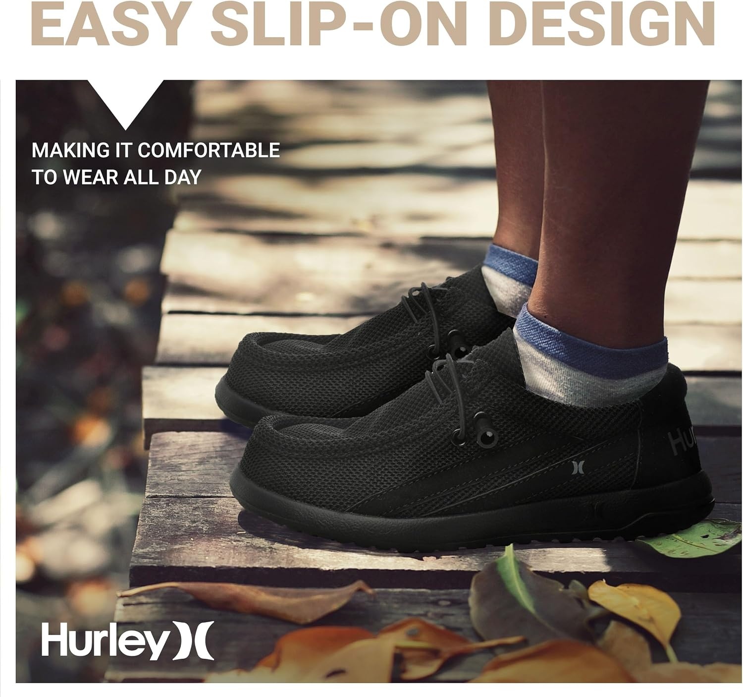 Hurley Kids Elastic Lace Loafers, Canvas Shoes for Boys & Girls – Comfortable, Durable, Stylish – Kid’s Fashion Sneakers, Wide Toe Shoes for Everyday Wear(Black/Strips)