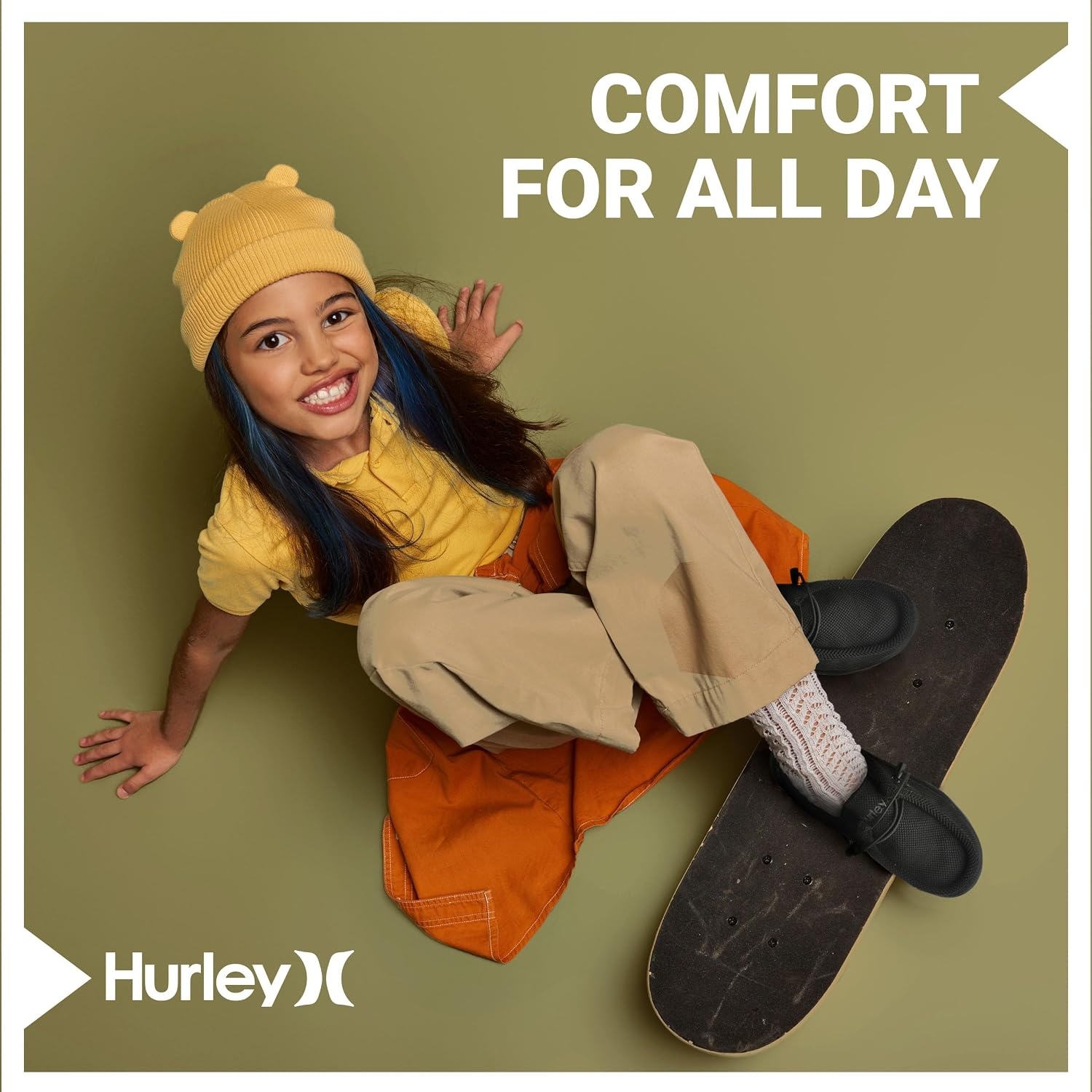 Hurley Kids Elastic Lace Loafers, Canvas Shoes for Boys & Girls – Comfortable, Durable, Stylish – Kid’s Fashion Sneakers, Wide Toe Shoes for Everyday Wear(Black/Strips)