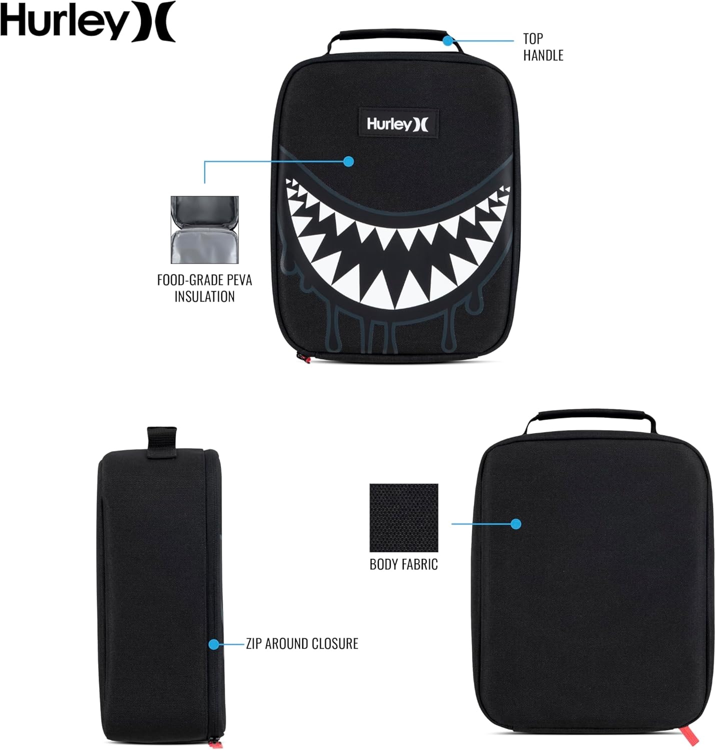 Hurley Men’s Insulated Lunch Tote Bag(Fire)