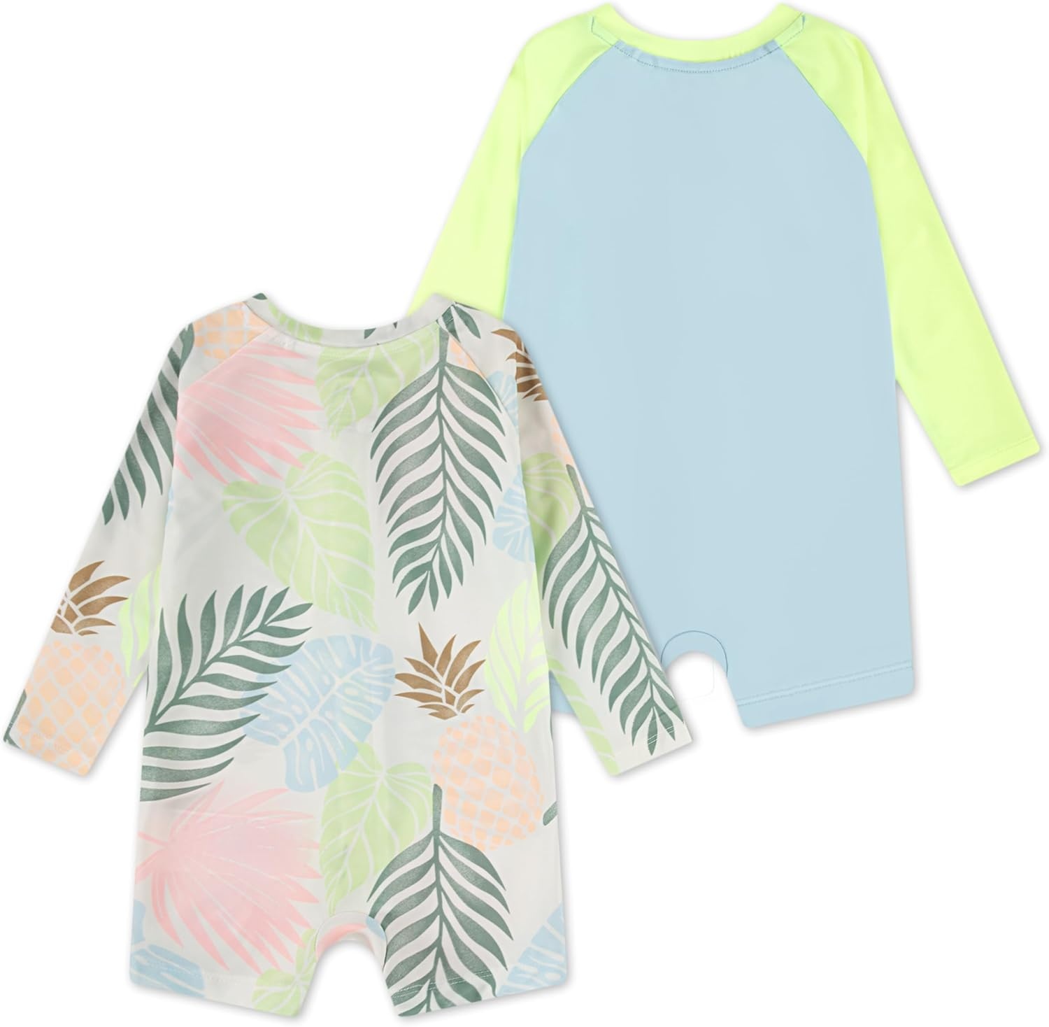 Hurley Baby 2-Pack Long Sleeve Rash Guard Coverall(Pale Ivory/Blue)