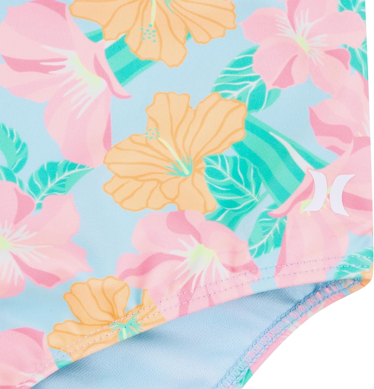 Hurley Girls’ One Piece Swimsuit(Blue Ice/Floral)