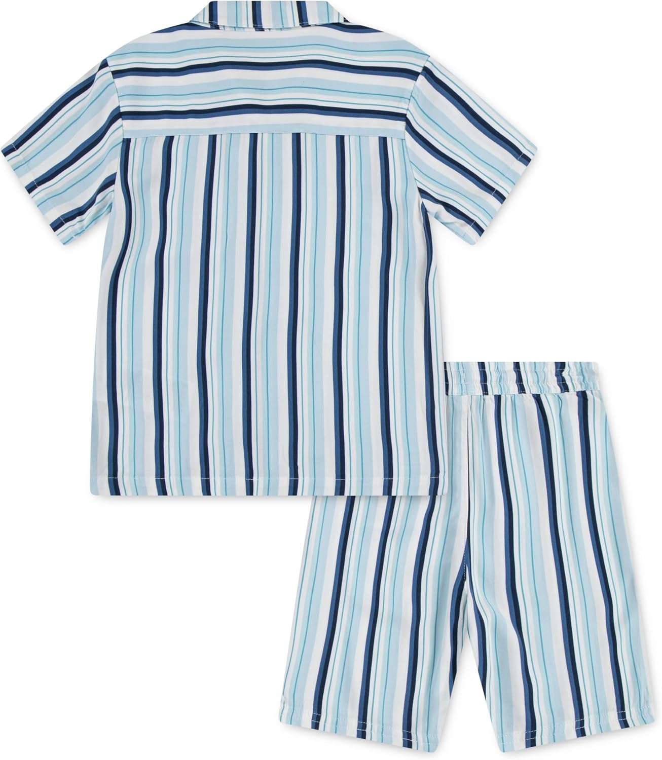 Hurley Baby and Toddler Boys’ Short Sleeve Button Up Shirt and Shorts 2-Piece Outfit Set(Dutch Blue Stripe)