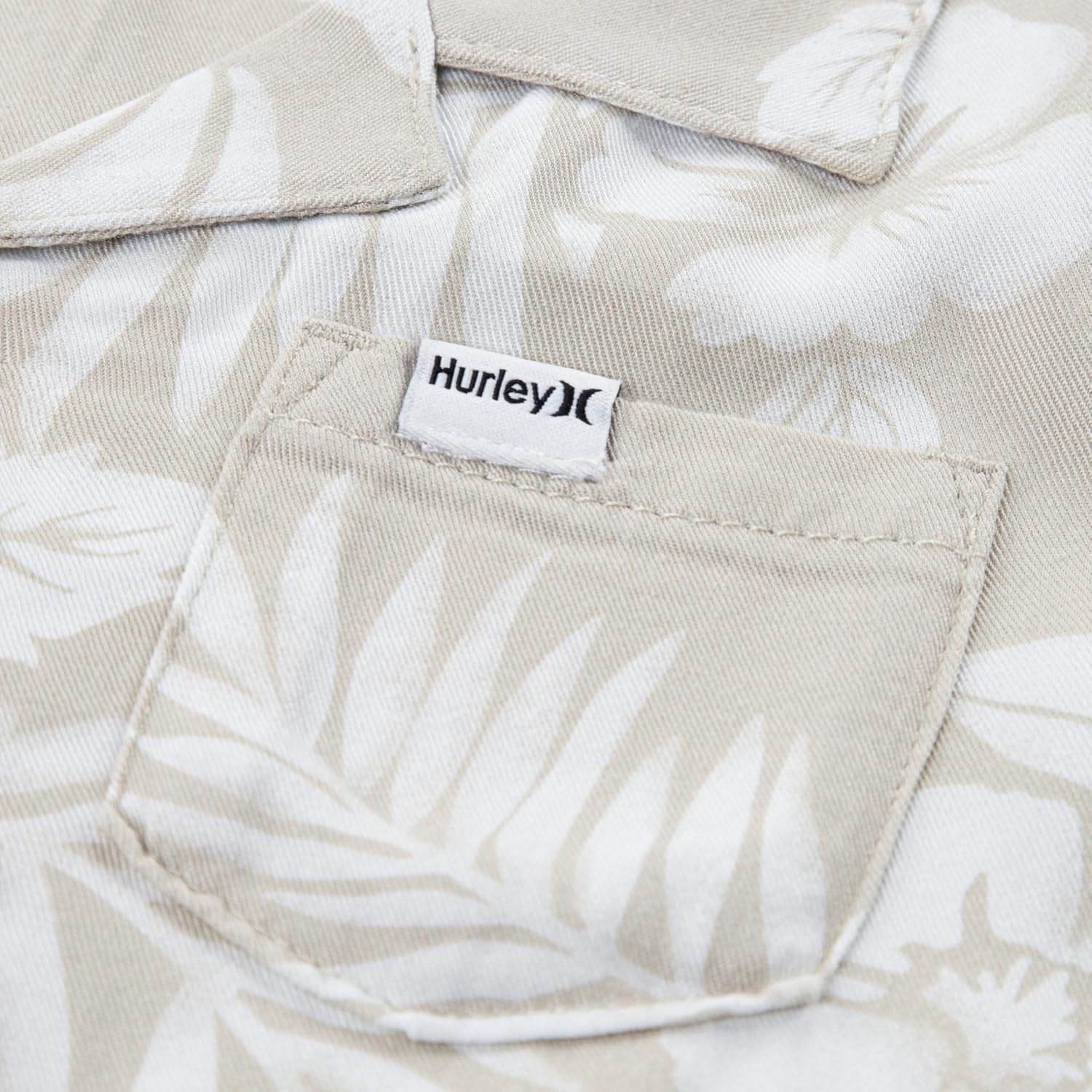 Hurley Baby and Toddler Boys’ Short Sleeve Button Up Shirt and Shorts 2-Piece Outfit Set(Rattan/White)