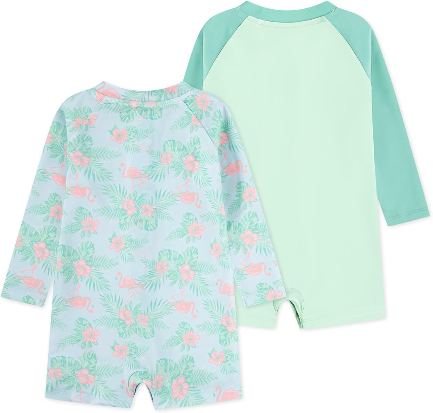 Hurley Baby 2-Pack Long Sleeve Rash Guard Coverall(Flamingo/Green)