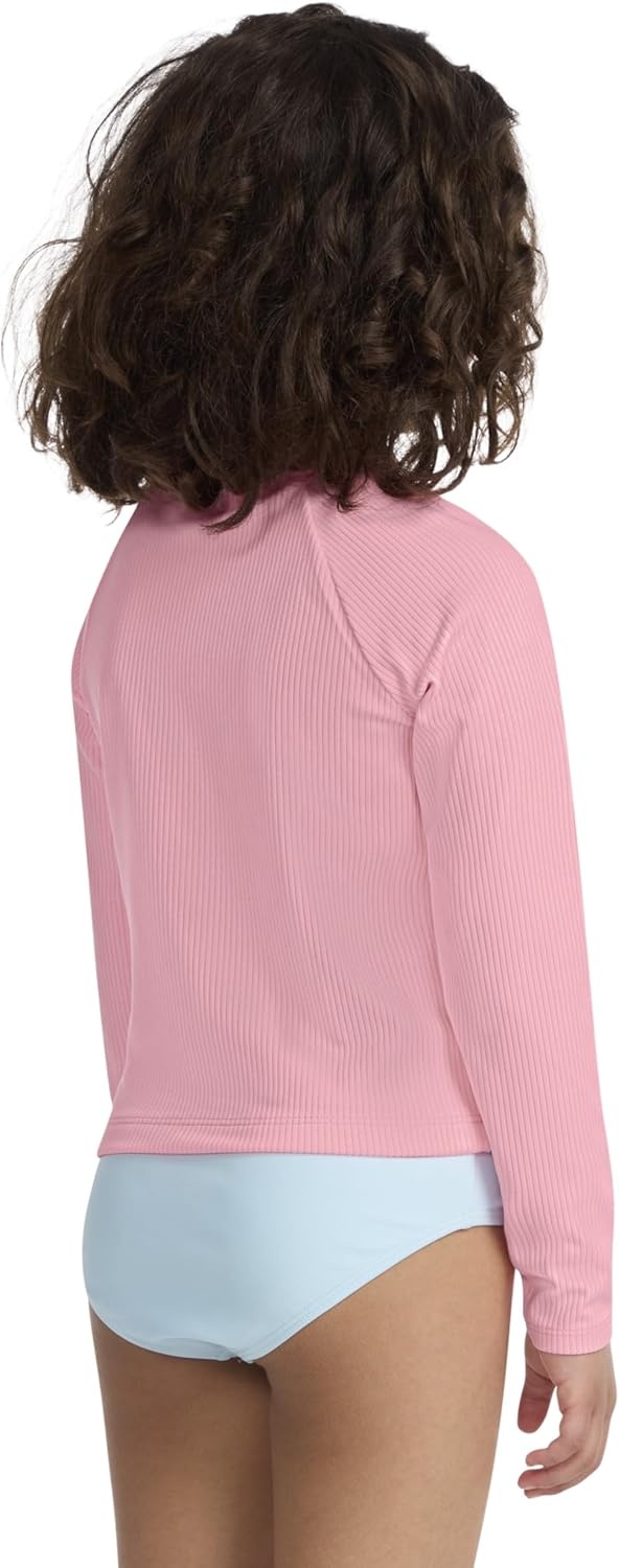 Hurley Girls’ Long Sleeve Rash Guard Shirt(Pink)