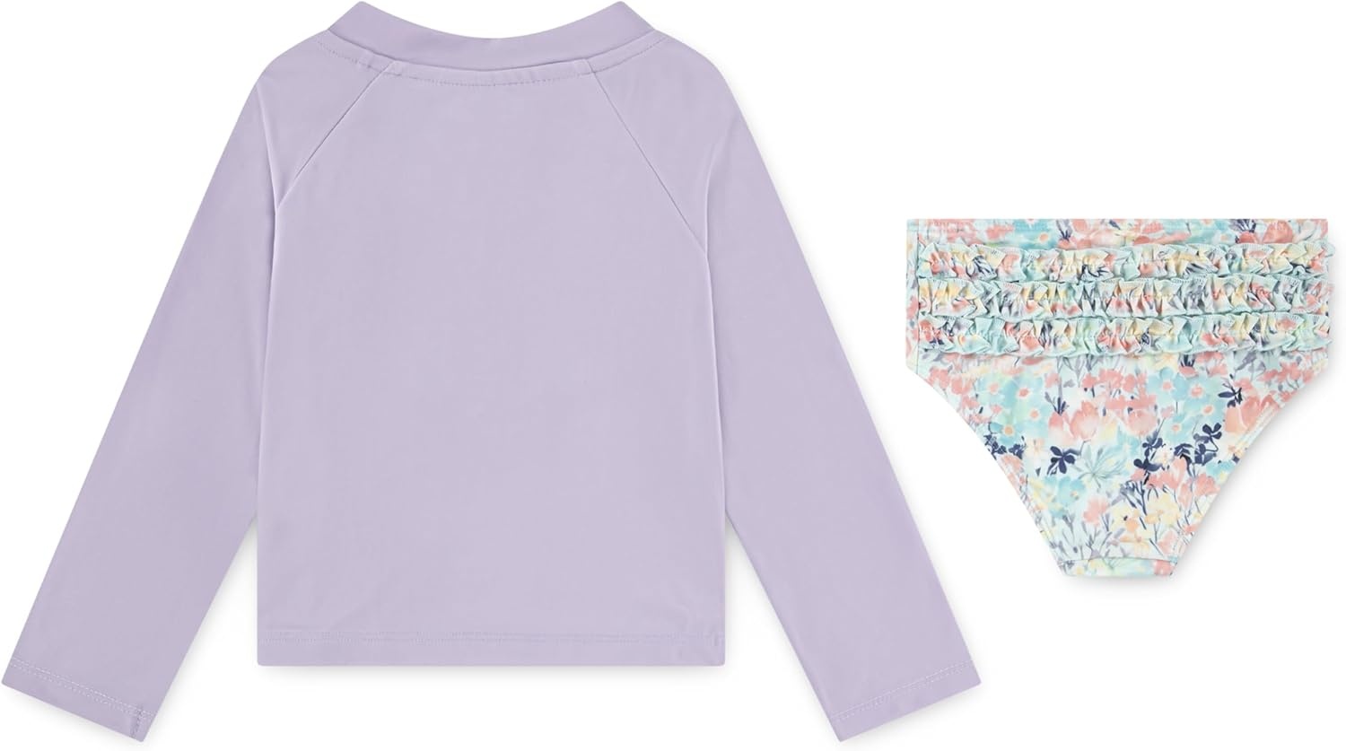 Hurley Baby and Toddler Girls’ Long Sleeve Rash Guard Swim Suit 2-Piece Outfit Set(Purple/Multi)