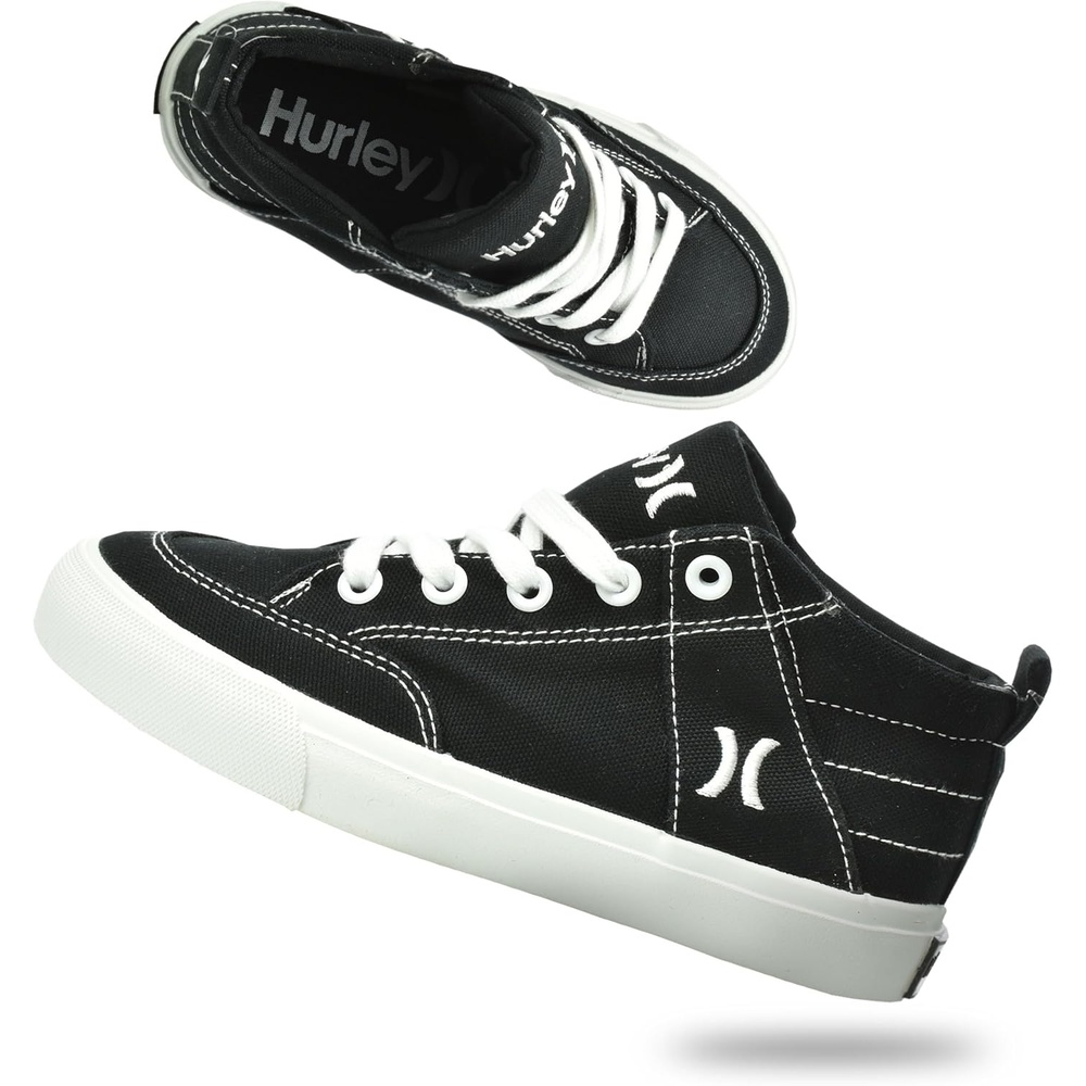 Hurley Roddy Kids High Top Skateboard Sneakers, Sports Shoes for Boys and Girls(Black/White)