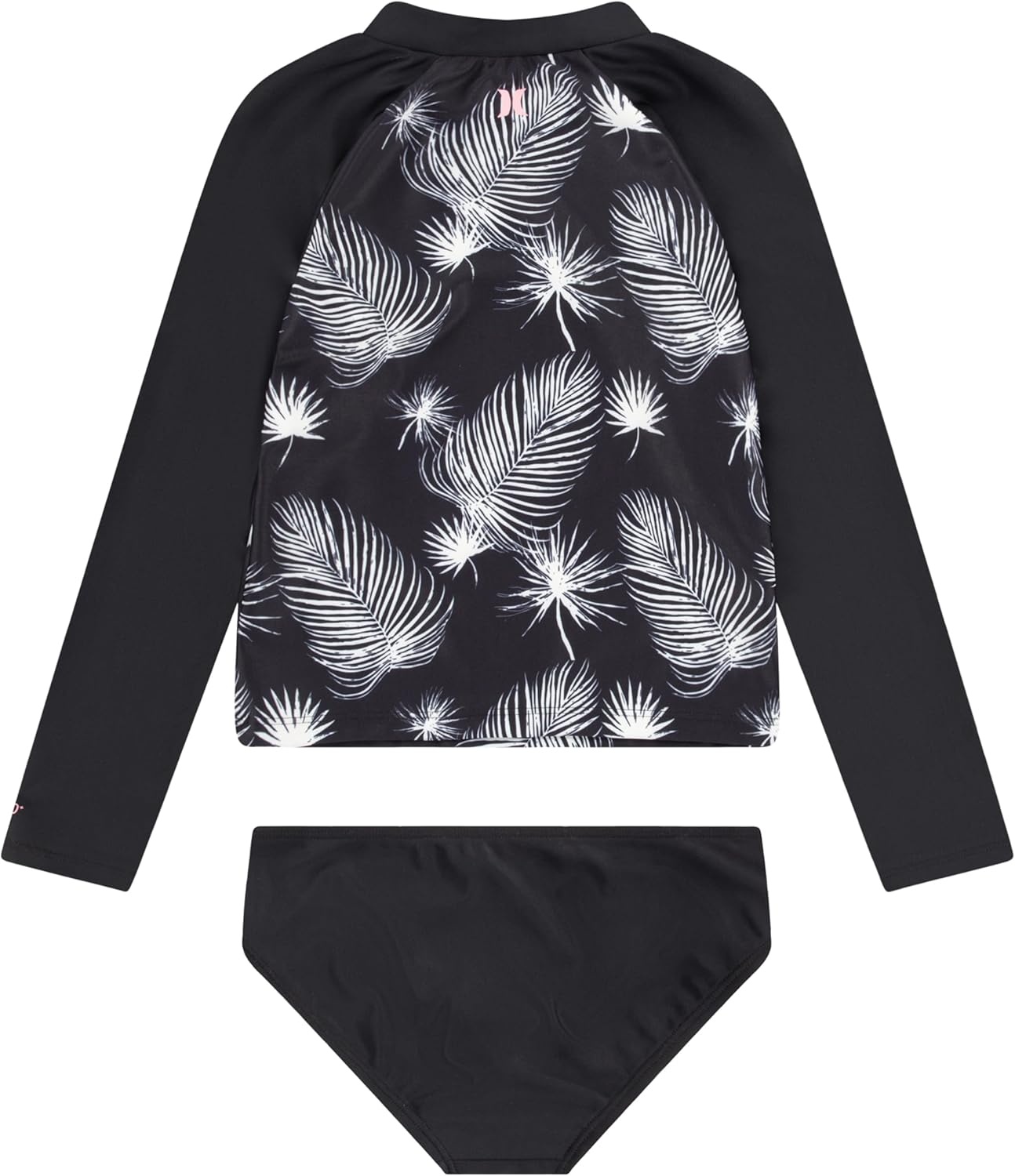 Hurley Girls Two-piece Rashguard Set (Big Kid)(Black/Sail)