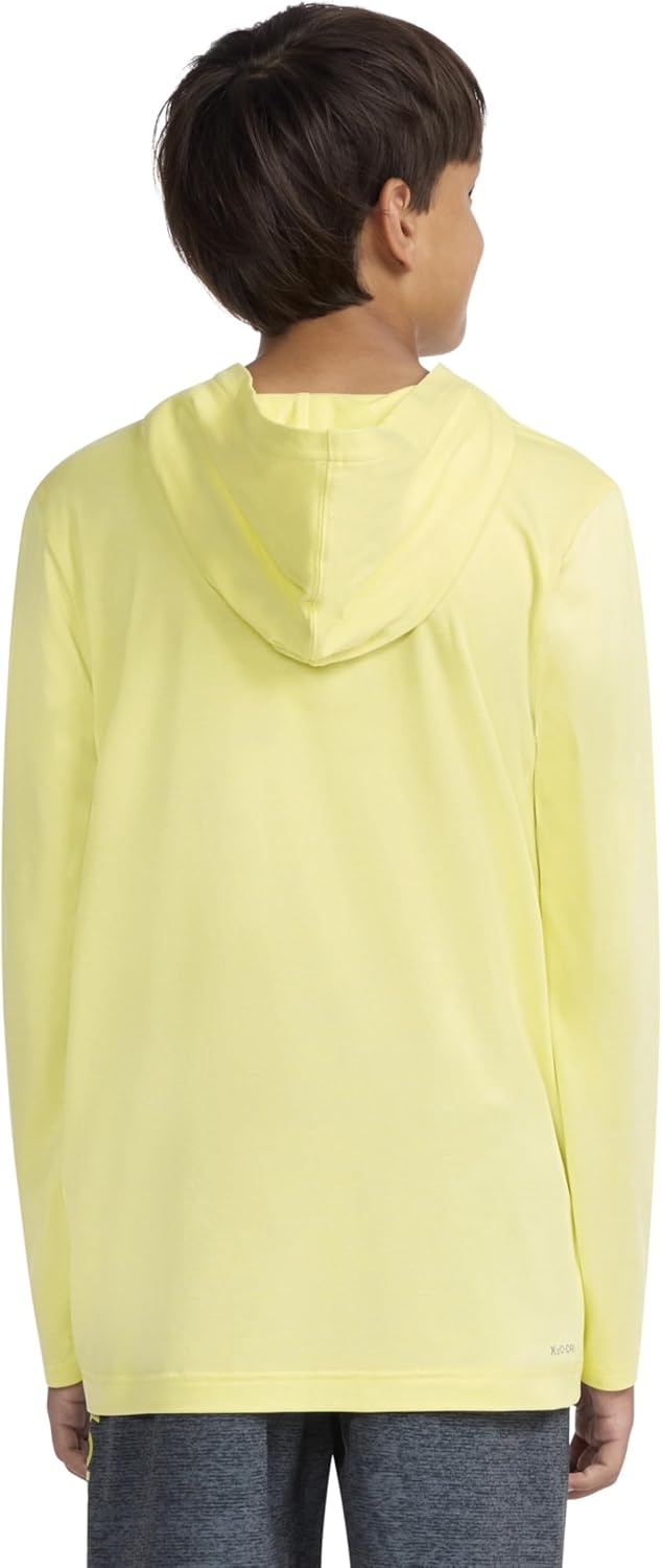Hurley Boys’ Long Sleeve Hooded UPF 50+ Rash Guard Swim Shirt(Heavenly Yellow Heather)