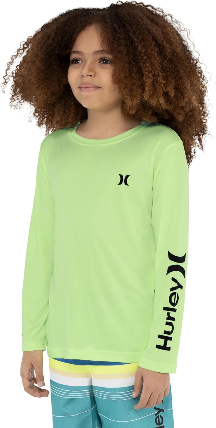 Hurley Boys’ Long Sleeve Graphic T-Shirt(Volt Glow Heather)