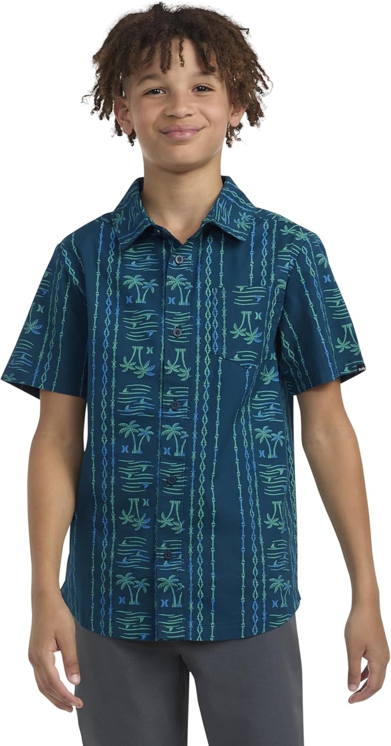 Hurley Boys’ Boys’ Woven Button Down Shirt(Midnight Blue)