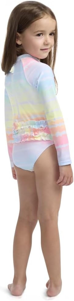 Hurley Baby-Girls Long Sleeve One Piece Rash Guard Swimsuit(Rainbow)