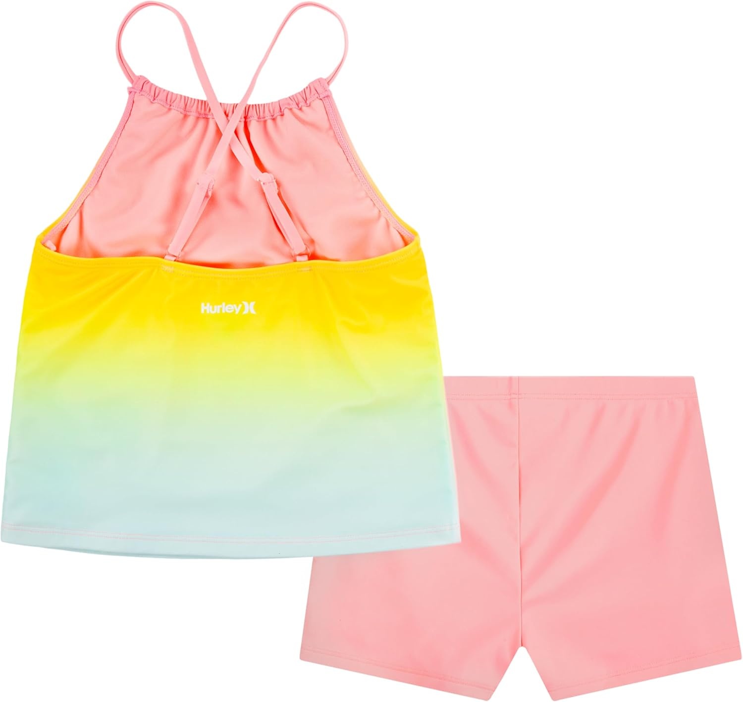 Hurley Girls’ Boyshort Tankini 2-piece Swimsuit(Pink Flamingo/Boyshort)