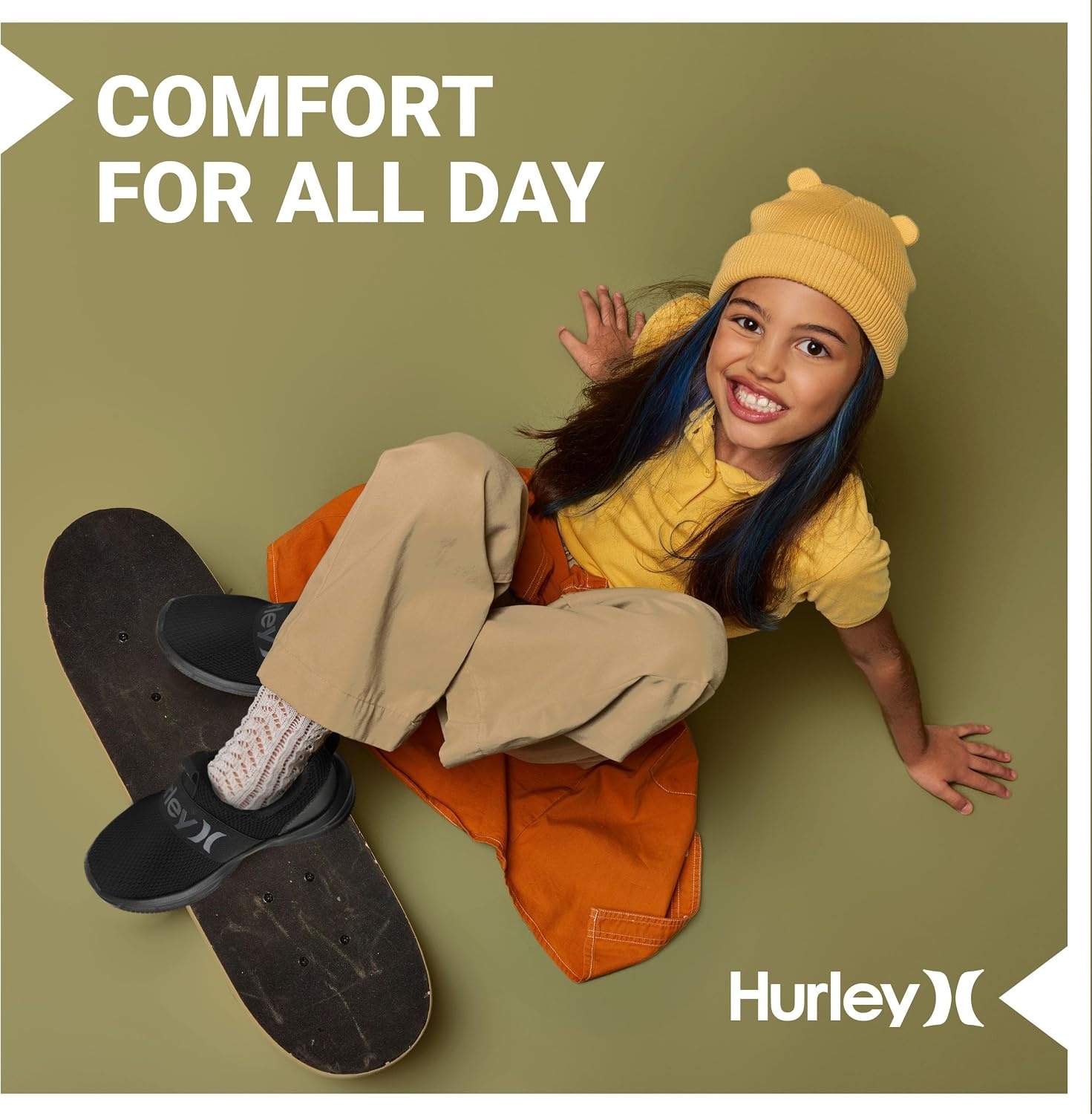 Hurley Kids Camby Lightweight Slip-on Sneakers, Walking, Basketball, Tennis, Running Shoes for Kids, Breathable Slip On Sports Shoes for Boys & Girls, with Padded Insole & Non-Slip Rubber Outsole(Black/Grey)