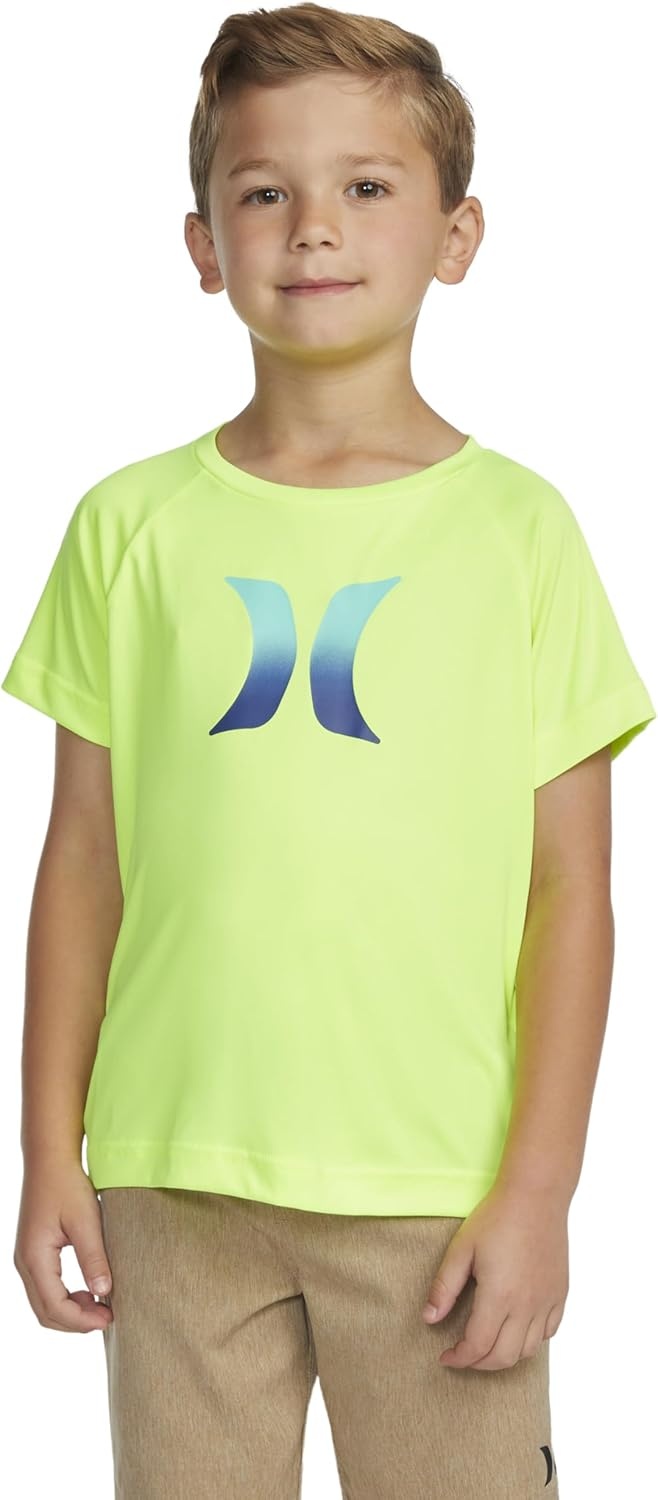 Hurley Boy’s Icon UPF 50+ Rash Guard Swim Shirt(Volt/Icon)