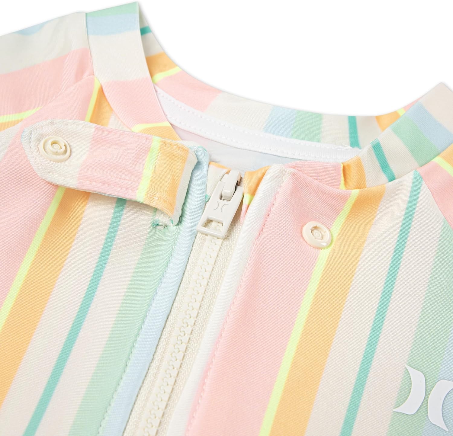 Hurley Baby 2-Pack Long Sleeve Rash Guard Coverall(Pale Ivory Stripe/Pink)