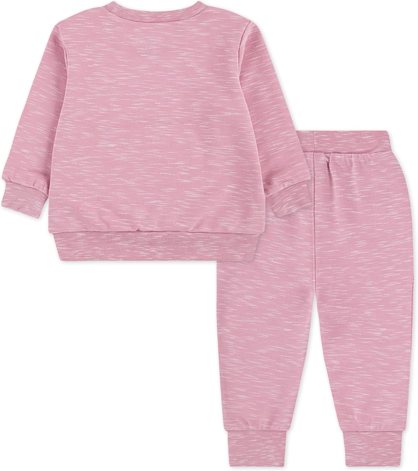 Hurley Baby Soft Basic Cloud Slub Crewneck Sweatshirt and Joggers 2-piece Outfit Set(French Pink)