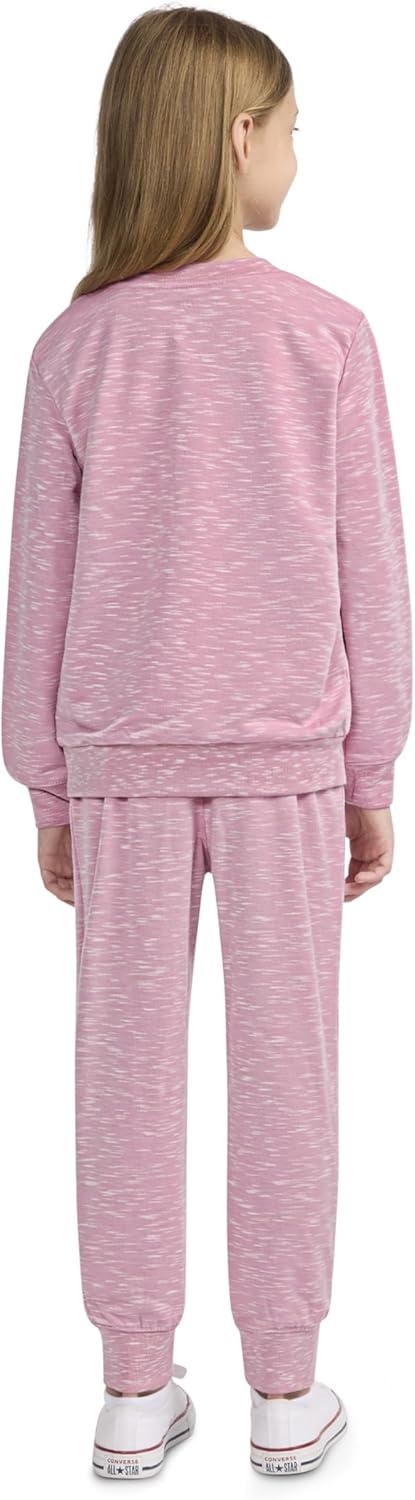 Hurley Baby Soft Basic Cloud Slub Crewneck Sweatshirt and Joggers 2-piece Outfit Set(French Pink)