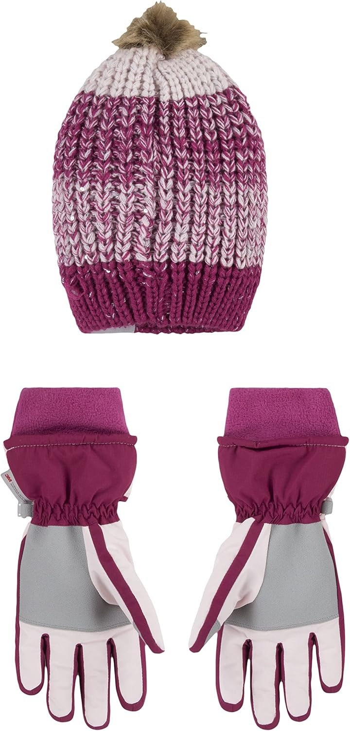 Hurley Kids’ Beanie and Glove Set(Arctic Pink)