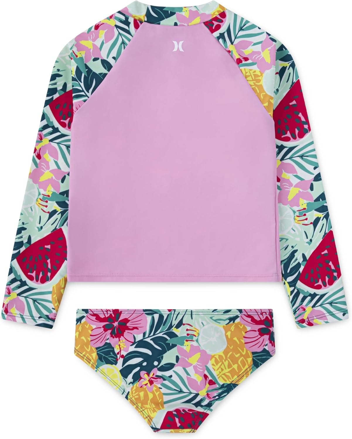Hurley Girls Two-piece Rashguard Set (Big Kid)(Pink/Fruits)