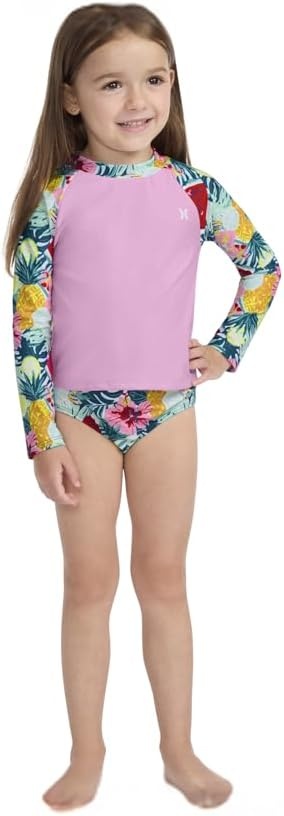 Hurley Girls Two-piece Rashguard Set (Big Kid)(Pink/Fruits)