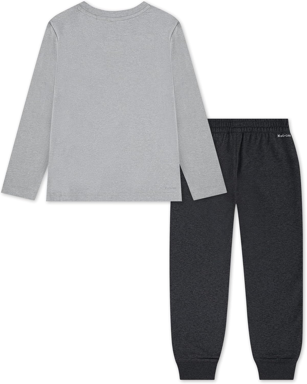 Hurley Boys’ Long Sleeve Soft Basic T-shirt and Joggers 2-piece Outfit Set(Black Heather)