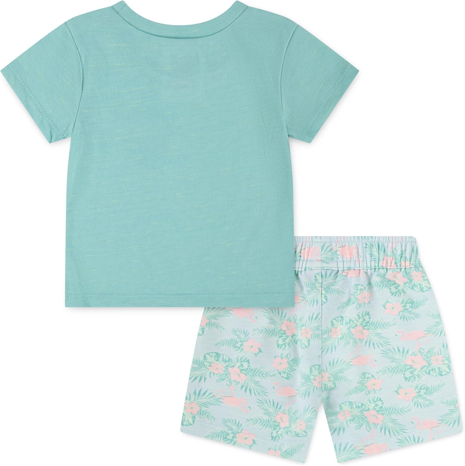 Hurley Baby and Toddler Boys’ Soft Basic Cloud Slub T-Shirt and Shorts 2-Piece Outfit Set(Blue Ice/Flamingo)