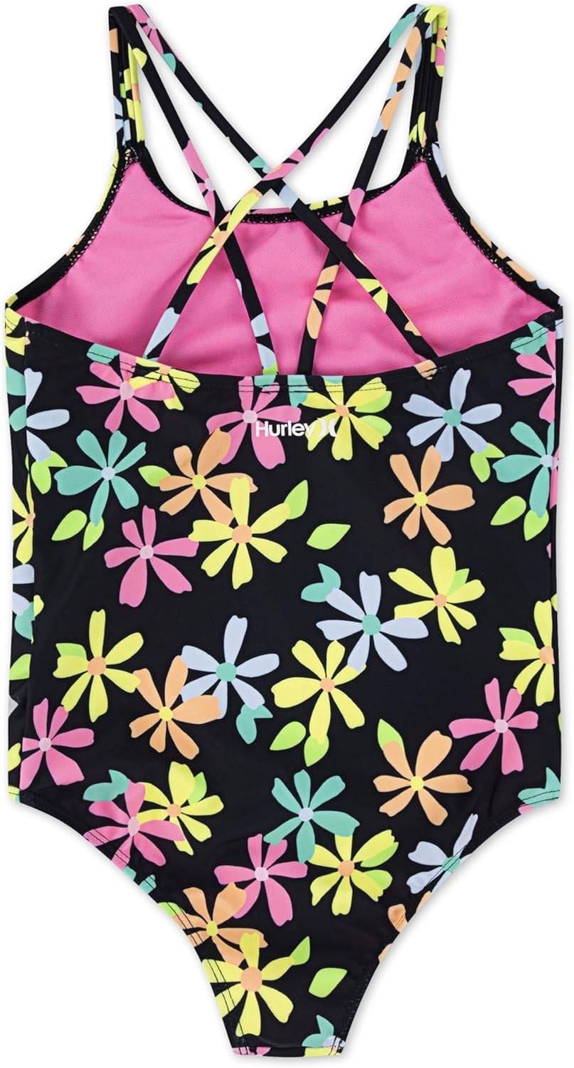 Hurley Girls’ One Piece Swimsuit(Black/Multi Floral)