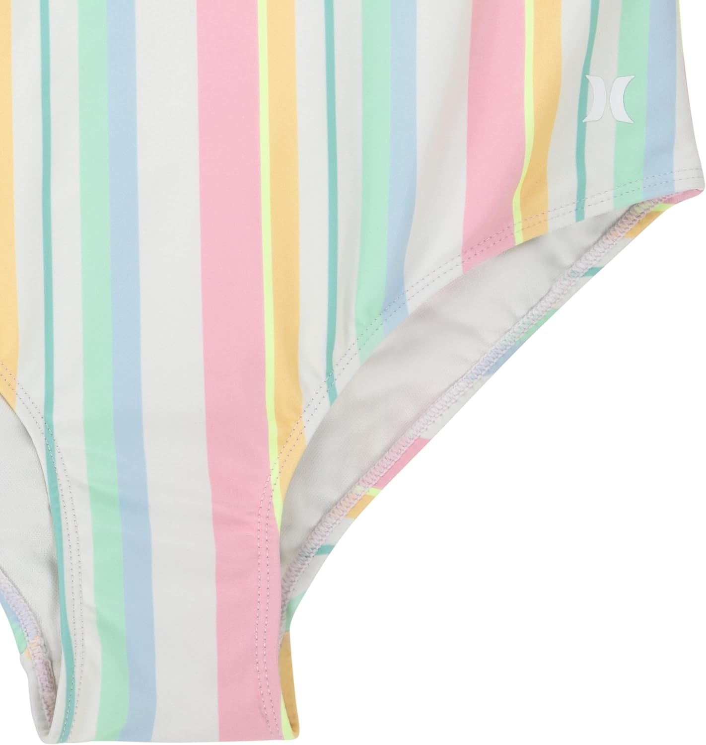 Hurley Girls’ One Piece Swimsuit(Pale Ivory/Multi Stripe)
