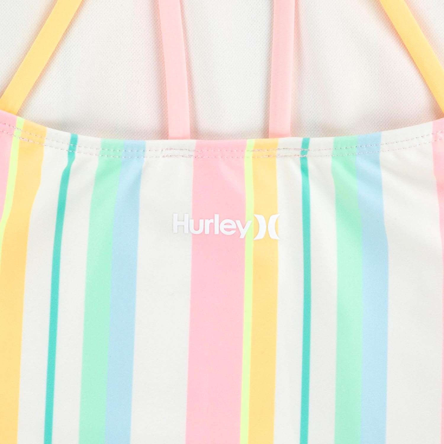 Hurley Girls’ One Piece Swimsuit(Pale Ivory/Multi Stripe)